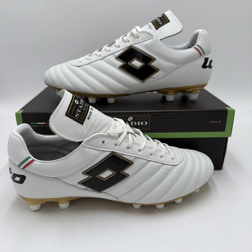 Lotto Stadio OG II FG Soccer Cleats - White, All Black | Men's Size 10.5 NEW NWB